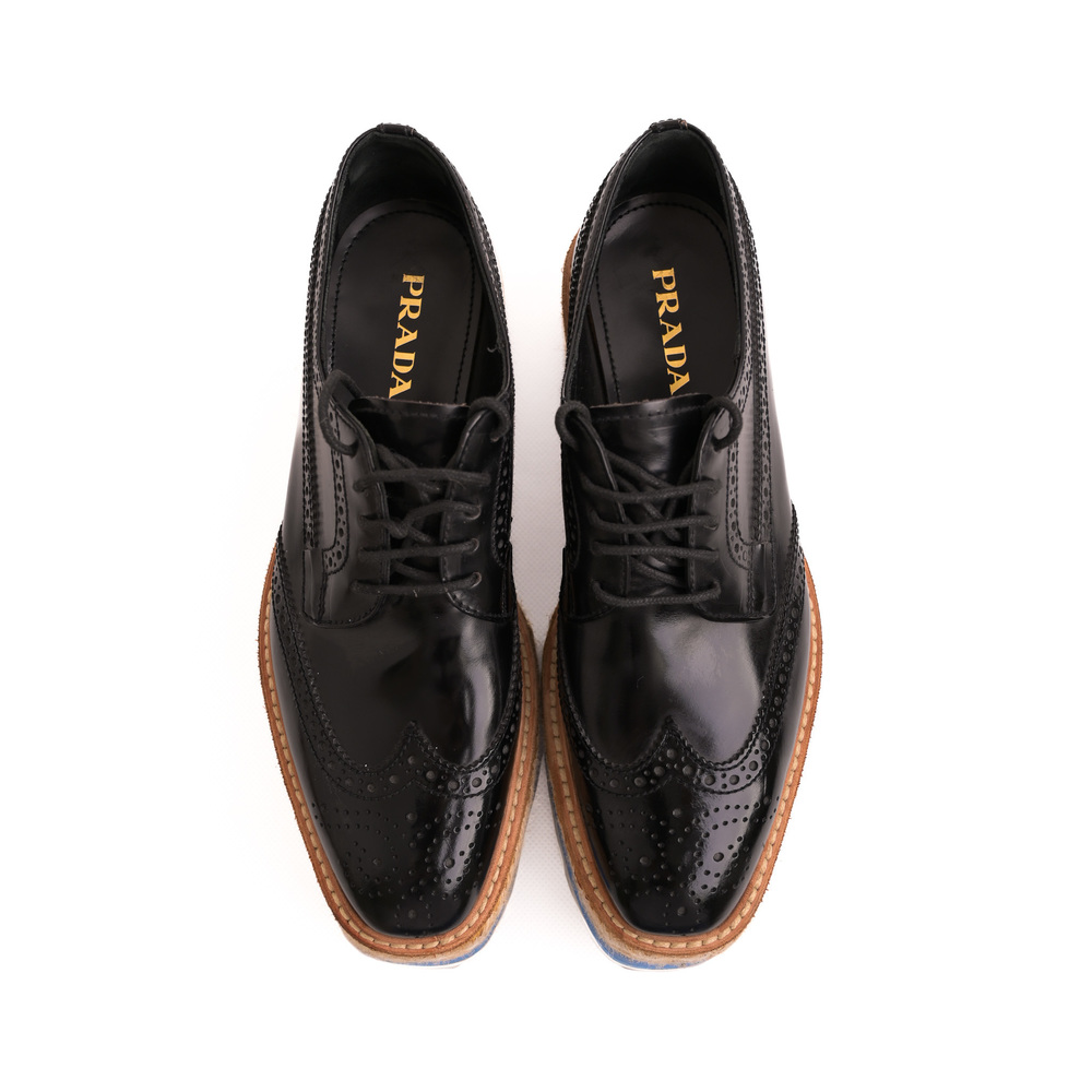 Excellent Prada Leather Shoes Combined Color Size 36.5 with Platform Sole - Picture 6 of 7